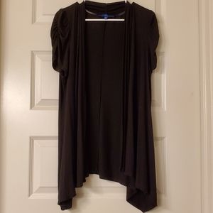 Black Short Sleeve Draped Cardigan
